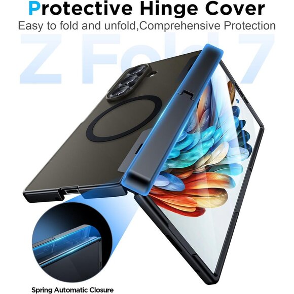 Magnetic case for Samsung Galaxy Z Fold 7 MagSafe hinge protection kickstand - Picture 7 of 8